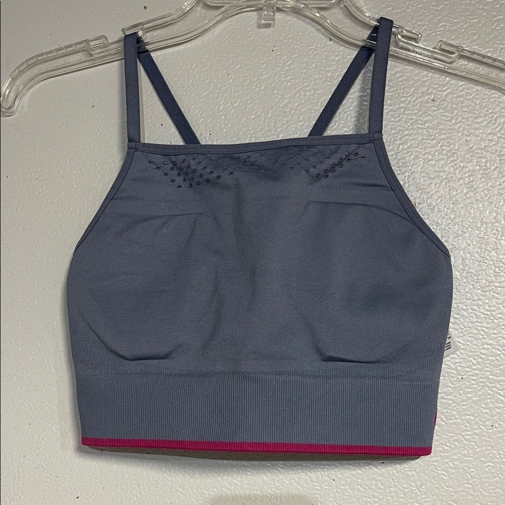 NIKE WOMENS BLUE PINK SPORTS BRA SMALL - Picture 1 of 4